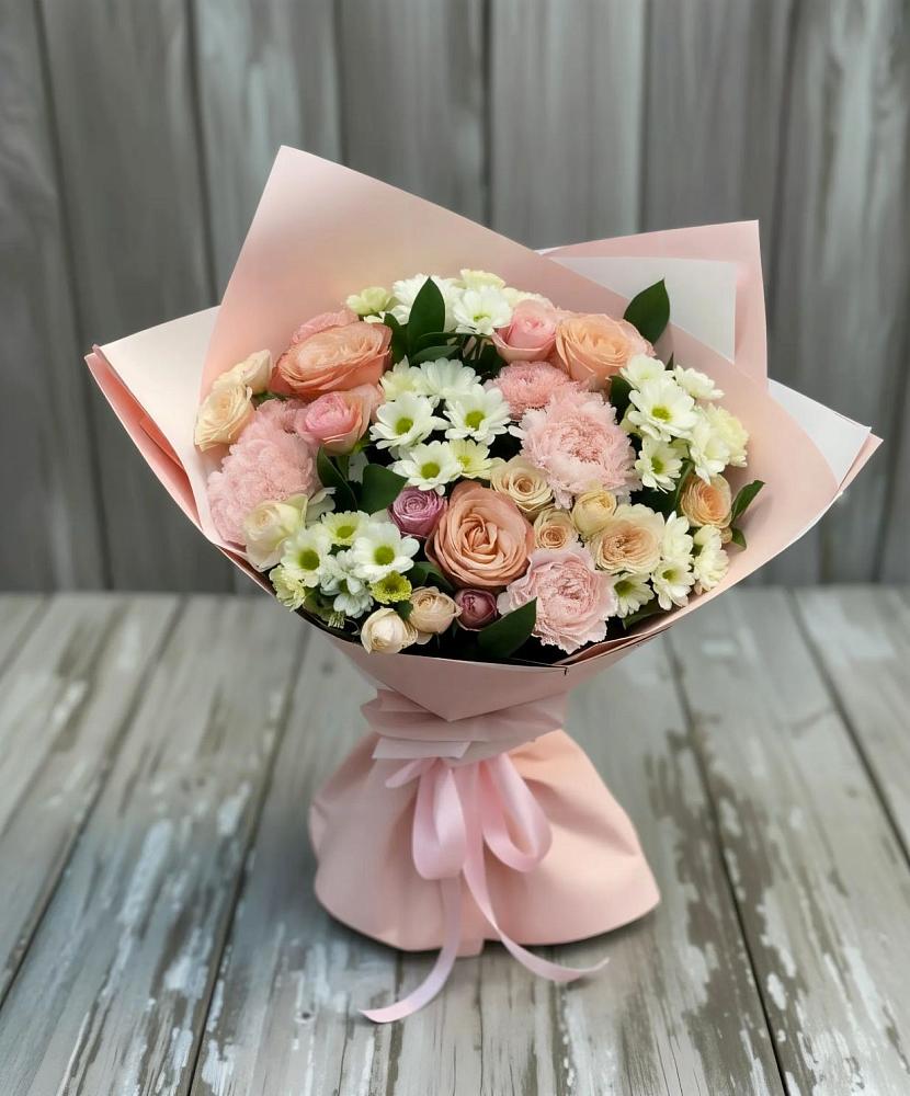 Букет цветов из: Гвоздики, Розы и Хризантемы в Зимогорье