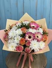 Букет цветов из:  Розы, Герберы и Хризантемы в Зимогорье