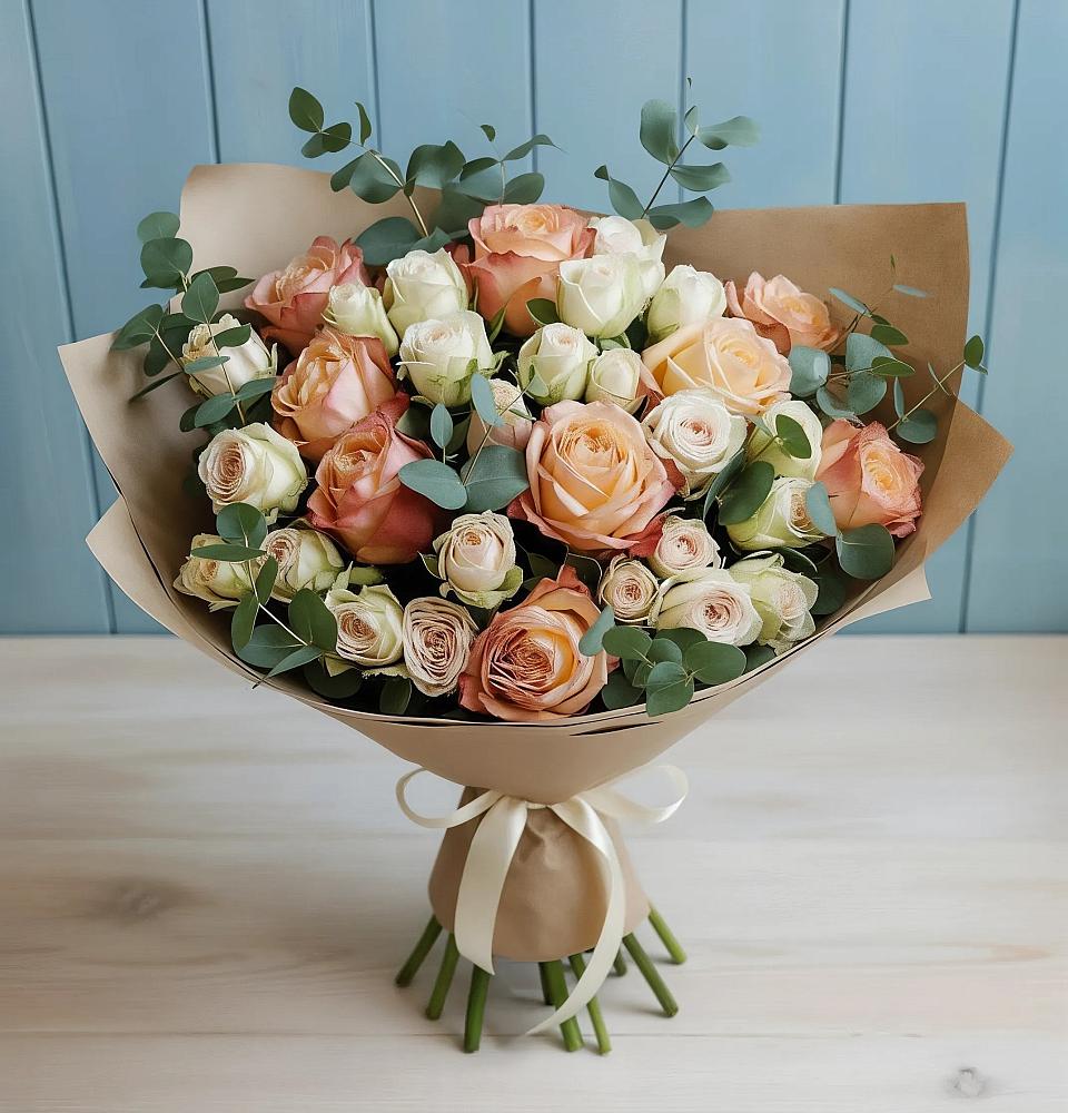 Букет цветов из: Альстромерии и Розы в Зимогорье