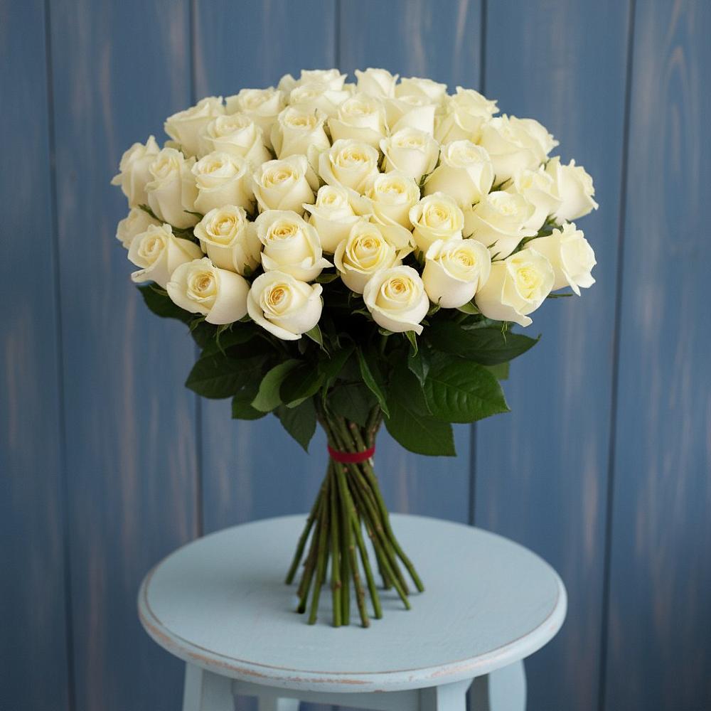 Букет 51 Белая роза Эдлесс Лав в Зимогорье