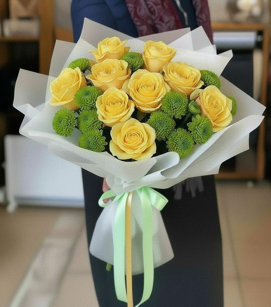 Букет цветов из: Хризантемы и Розы в Зимогорье