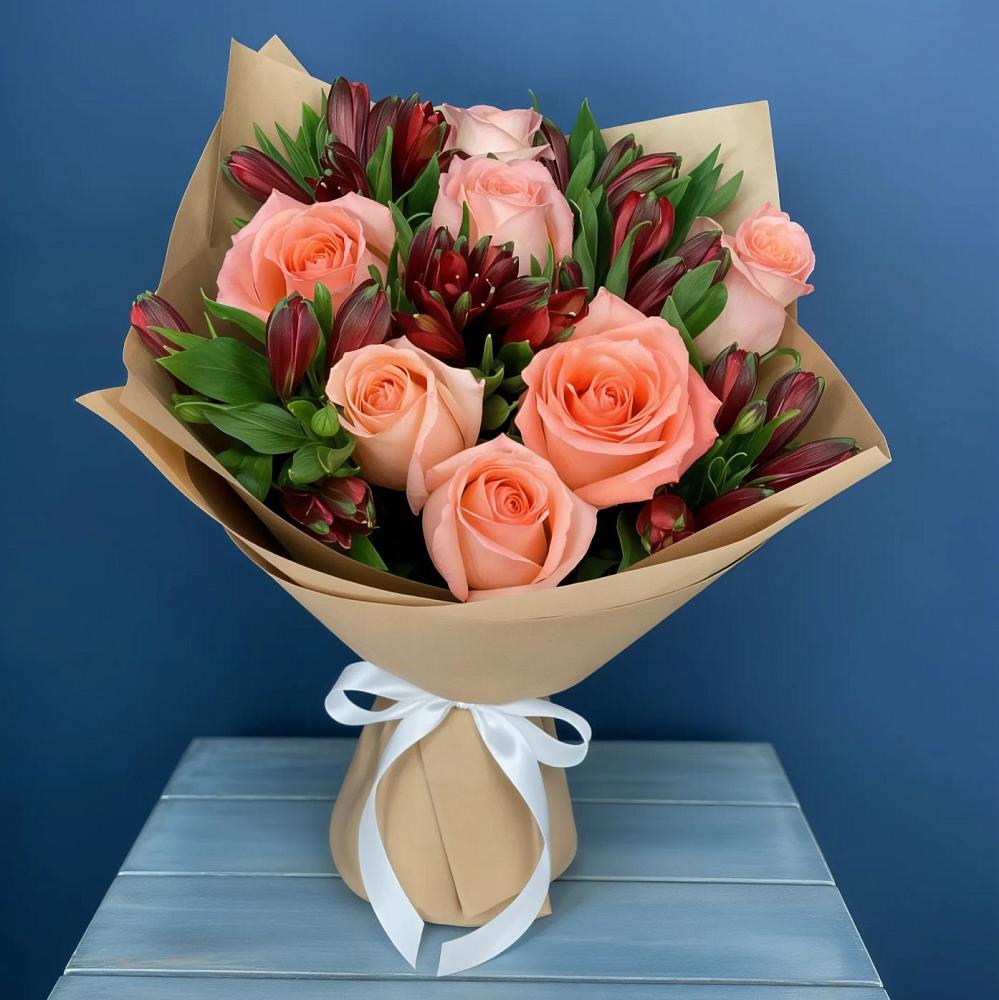 Букет цветов из: Розы и Альстромерии в Зимогорье