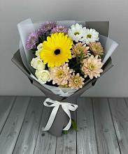 Букет цветов из:  Розы, Герберы и Хризантемы #REPLACE_PRED# Зимогорье