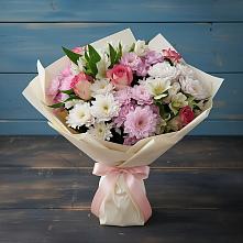 Букет цветов из:  Хризантемы, Альстромерии и Розы в Зимогорье