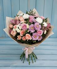 Букет цветов из:  Хризантемы, Розы и Альстромерии #REPLACE_PRED# Зимогорье