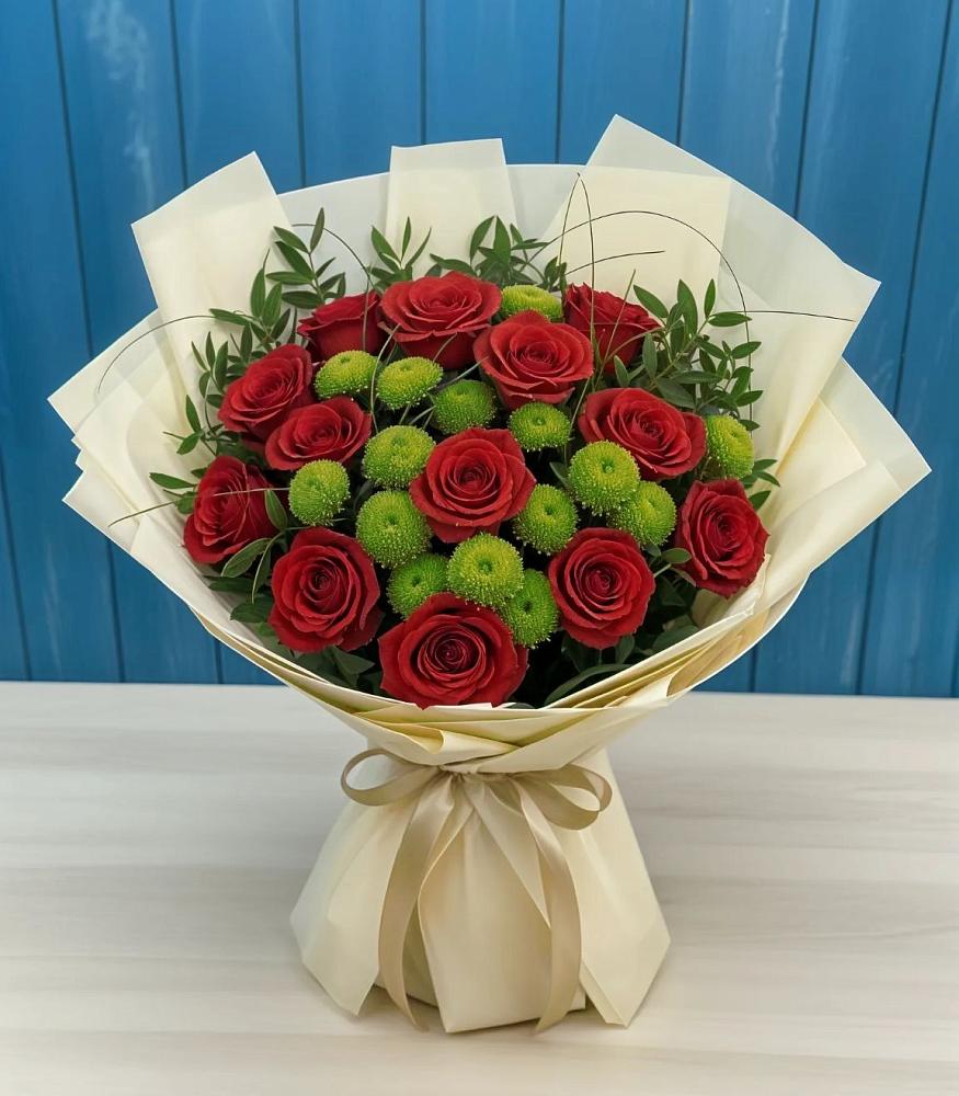 Букет цветов из: Розы и Хризантемы в Зимогорье