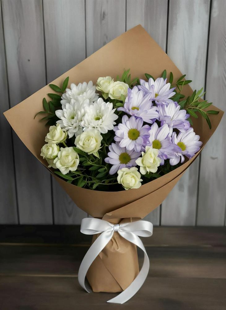 Букет цветов из: Хризантемы и Розы в Зимогорье